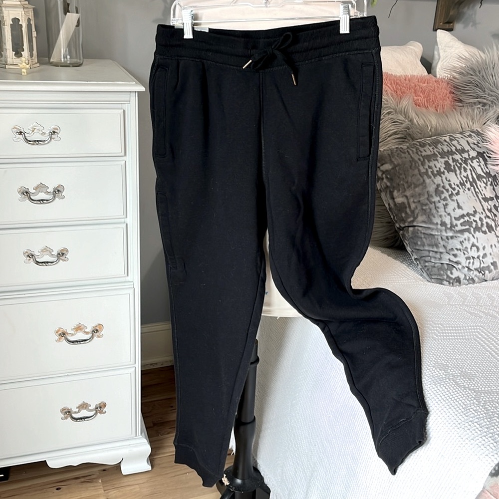 Black Sweatpants Fleece Joggers Mens Medium Cotton Blend New